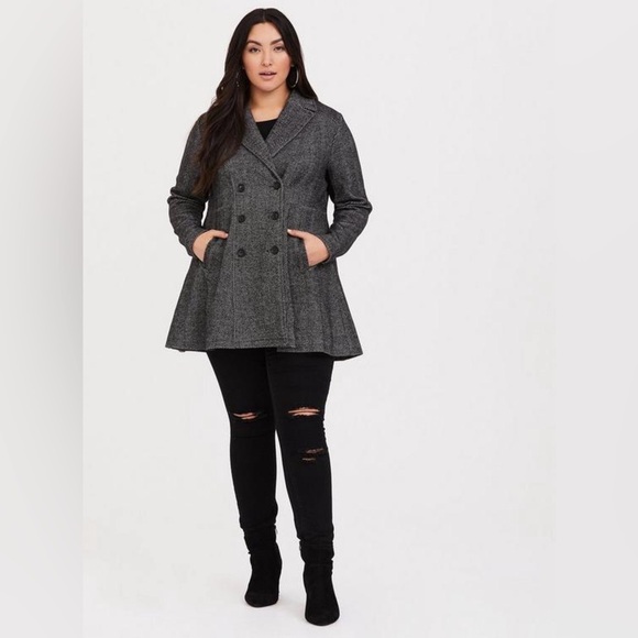 NWT Torrid Wool Fit and Flare Double Breasted Coat - Picture 1 of 16